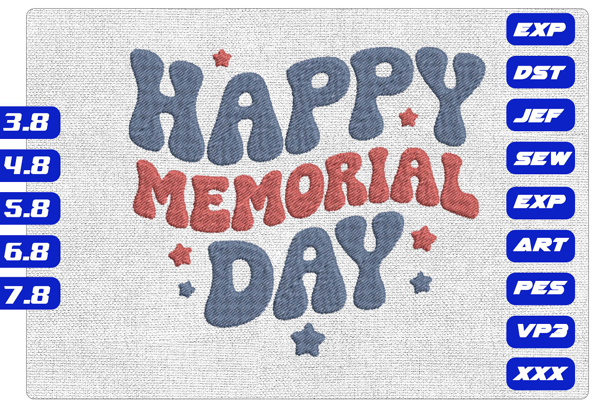 Happy Memorial Day Retro Embroidery, an Illustration by Purpose Ekbal (Photo 1 of 3)