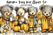 Autumn Teddy Bear Clipart Set, an Illustration by OK Design (Thumbnail 1 of 6)