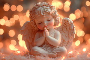 Cherubic figure kneeling in prayer a, a Photo by Tanuart