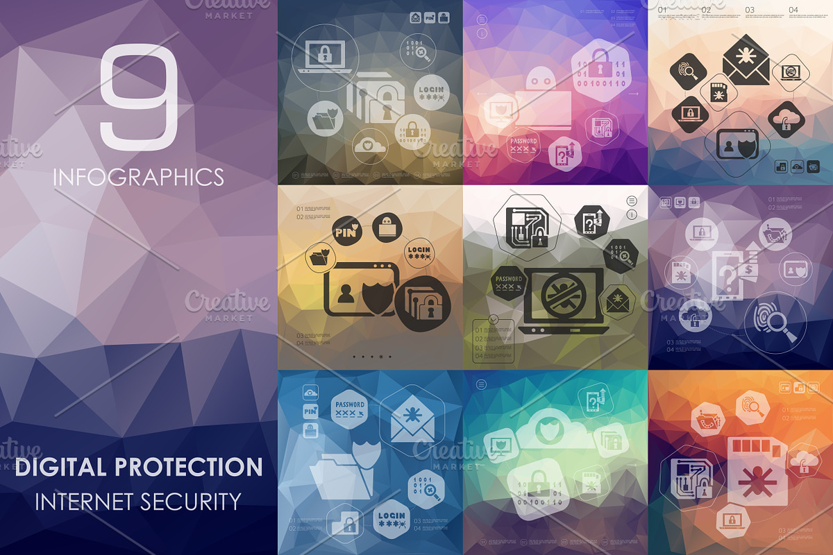 9 Digital Protection infographics, a Presentation Template by Palau