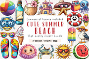 Cute Summer beach Clipart, an Illustration by CreationArt (Thumbnail 1 of 9)