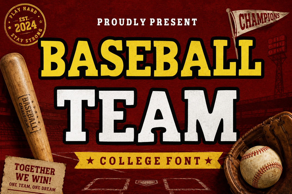Baseball Team, a Slab Serif Font by Fourteen Letter (Photo 1 of 6)