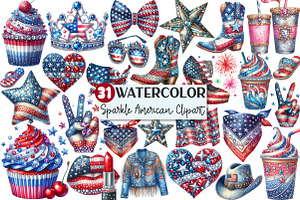 Rhinestone Sparkle American Clipart, an Illustration by Rose Art