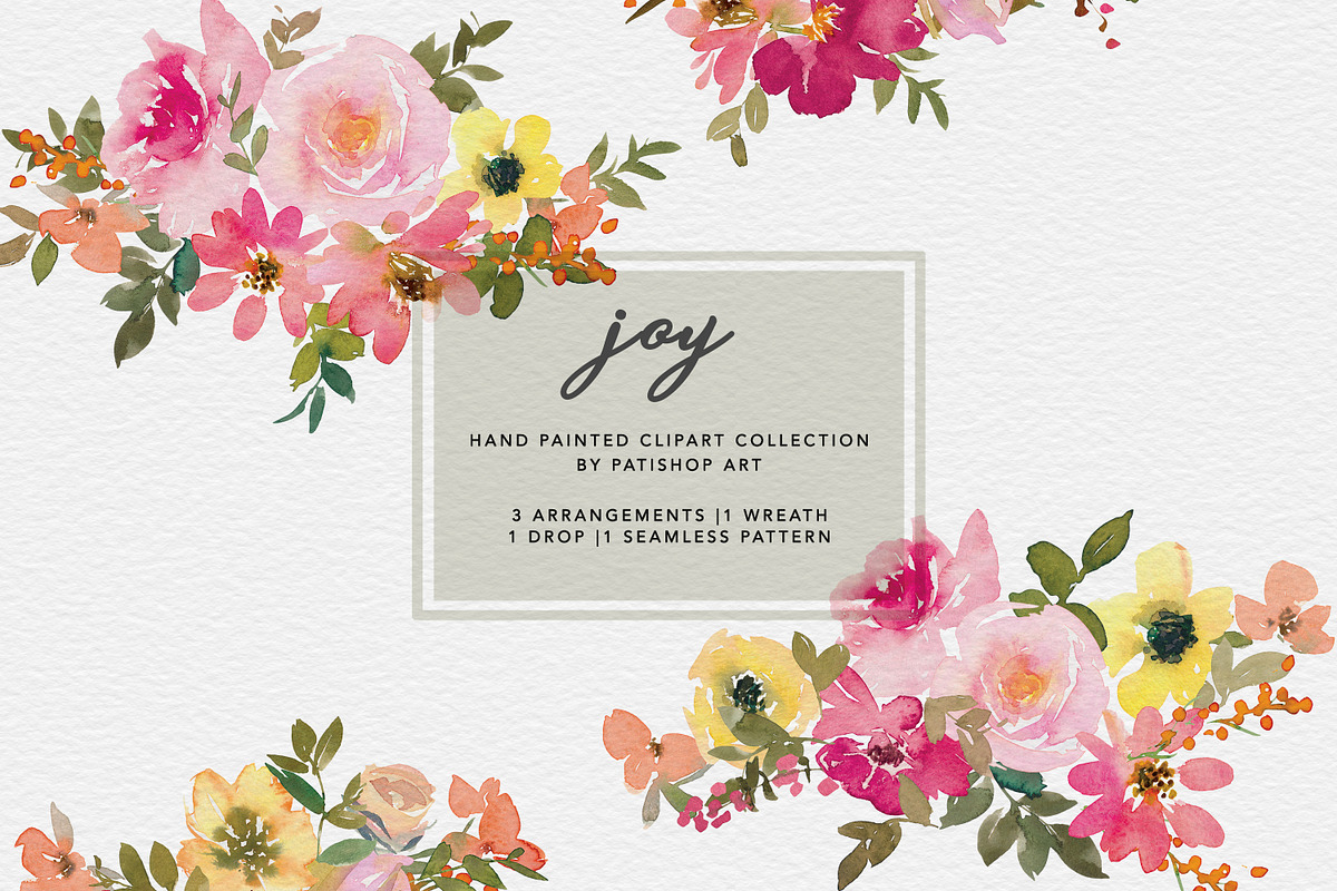 Watercolor Bright Flower Clipart Set, an Illustration by Patishop Art (Photo 2 of 8)