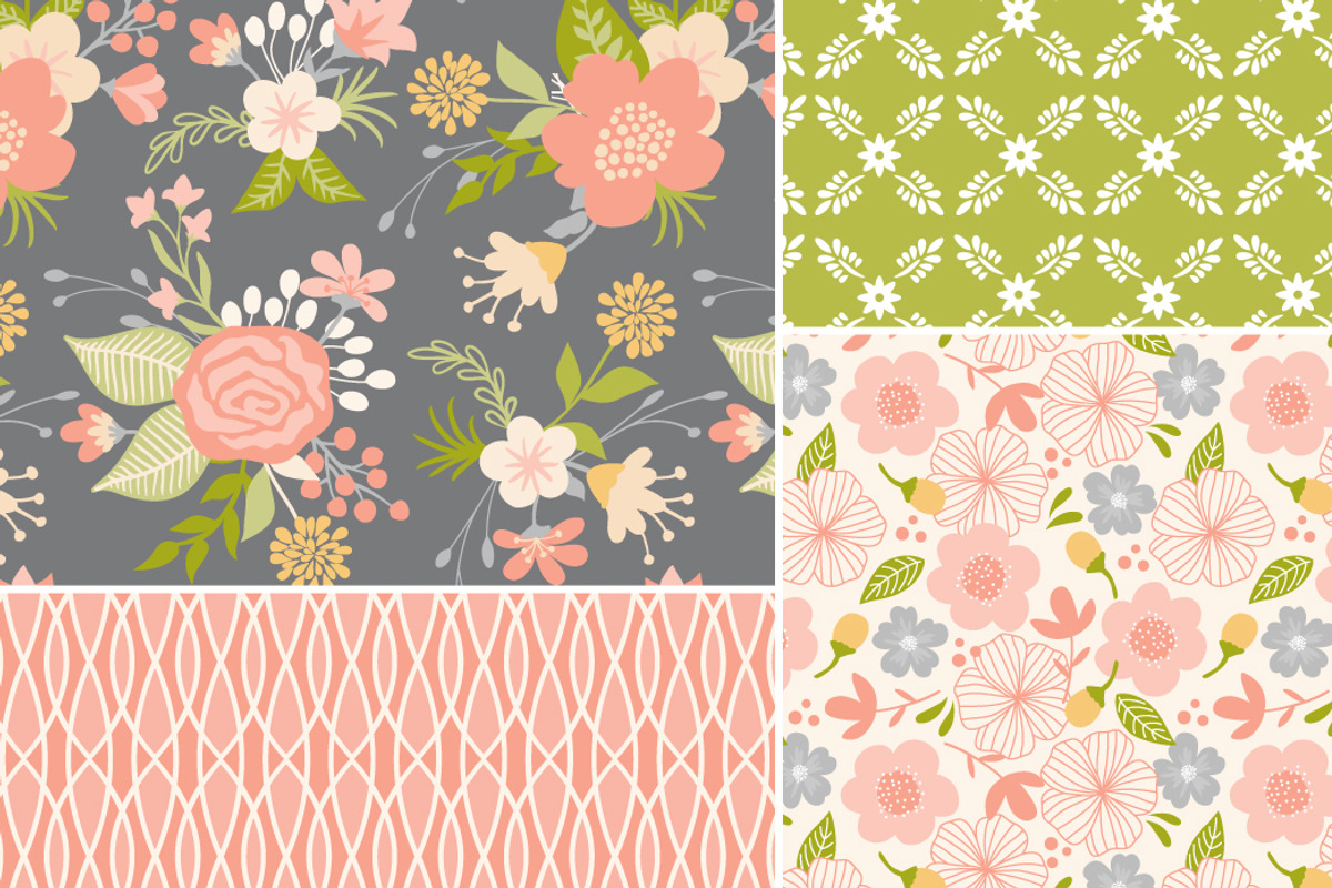Vintage Floral Vector Patterns preview 4