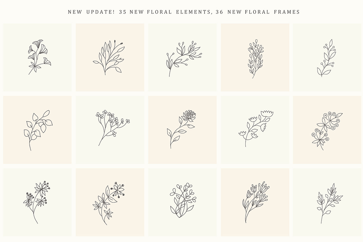 Hand Drawn Floral Elements. Frames, a Seasonal Illustration by Designwork (Photo 19 of 22)
