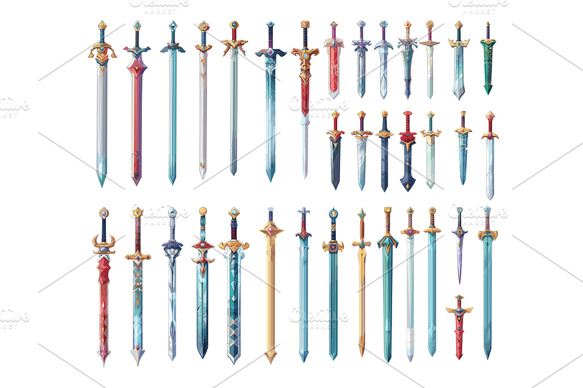 Magic swords cartoon vector set, an Object Illustration by Onyx