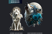 Floral Wolves Fantasy Cliparts, an Animal Illustration by ThatsDesignArt (Thumbnail 3 of 17)