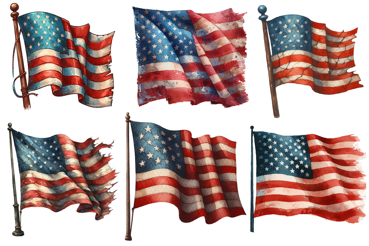 Vintage Grunge American Flag Clipart, an Illustration by Designworld (Photo 3 of 5)