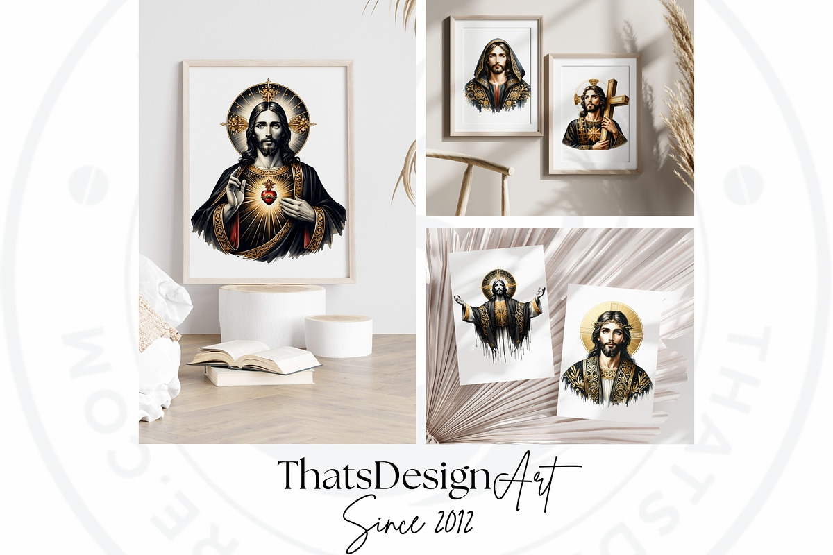 Black and Gold Jesus Christ clipart, a Person Illustration by ThatsDesignArt (Photo 10 of 10)