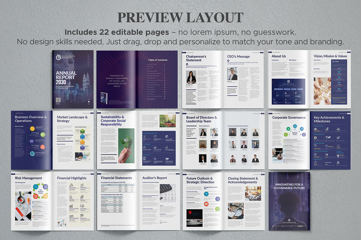 Corporate Annual Report Canva Template preview 2