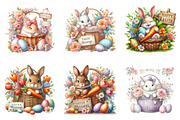 Easter bunny clipart bundle, an Illustration by SinaCreation (Thumbnail 2 of 11)