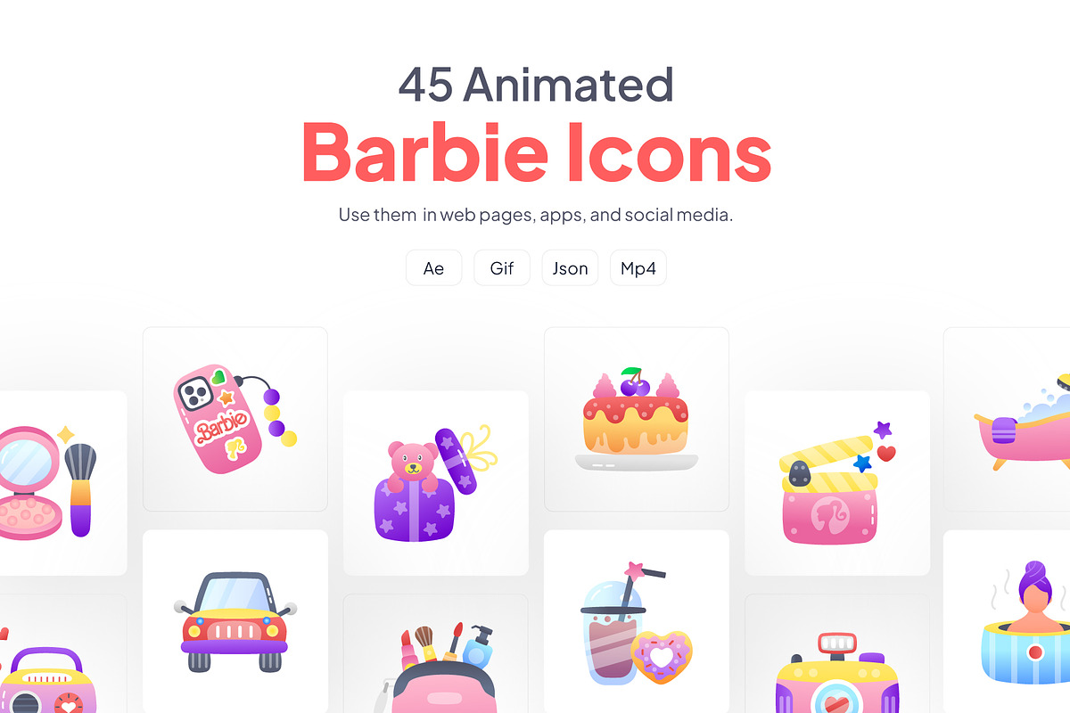 Animated Barbie Icon Set, a Duotone Icon by Prosymbols (Photo 1 of 3)