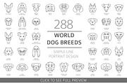 Dog portraits simple line set, an Illustration by pet design shop (Thumbnail 1 of 9)