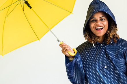 Happy girl with yellow umbrella containing african, african american, and, a Person Photo by rawpixel