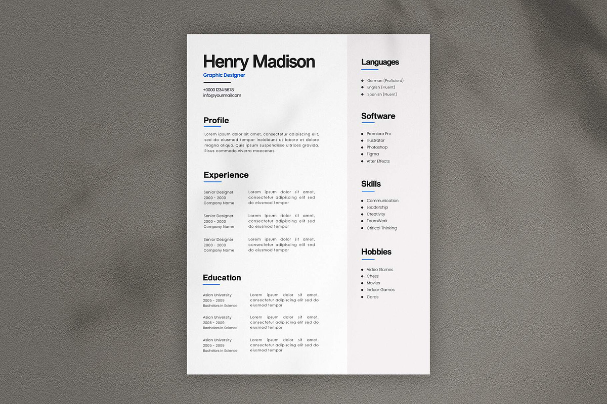 Simple Minimal Resume CV, a Resume Template by Saman Osama (Photo 2 of 2)