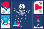 5 Valentine's Day Romantic Cards, a Decorative Illustration by Alexander Baidin (Thumbnail 1 of 5)