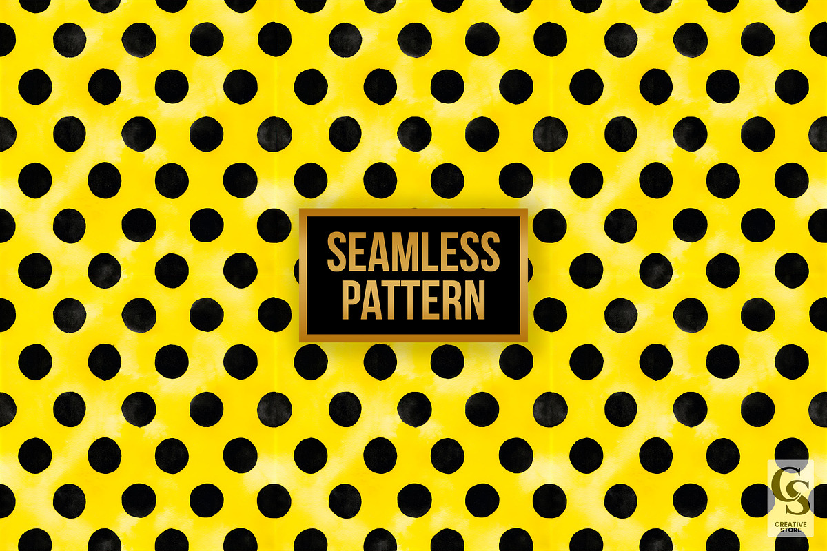 Black Yellow Watercolor Polka Dots, a Pattern Graphic by Creative Store (Photo 4 of 5)