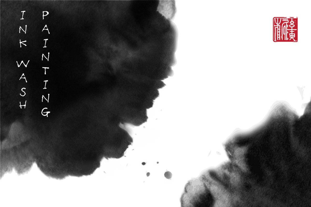Vector ink wash painting textures, a Texture Graphic by Elina_Li (Photo 1 of 12)