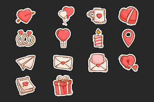 14 Kawaii Icons & Stickers Valentine