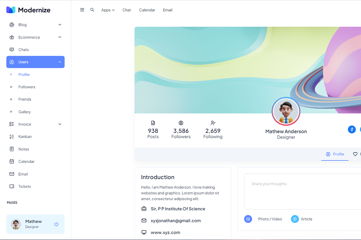 Modernize React MUI Admin Dashboard, a React Template by AdminMart (Photo 12 of 15)