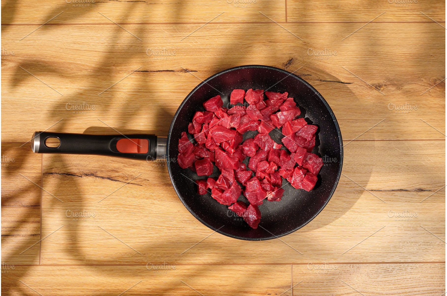 Fresh diced beef cooking in a, an Arts & Entertainment Photo by darksoul72