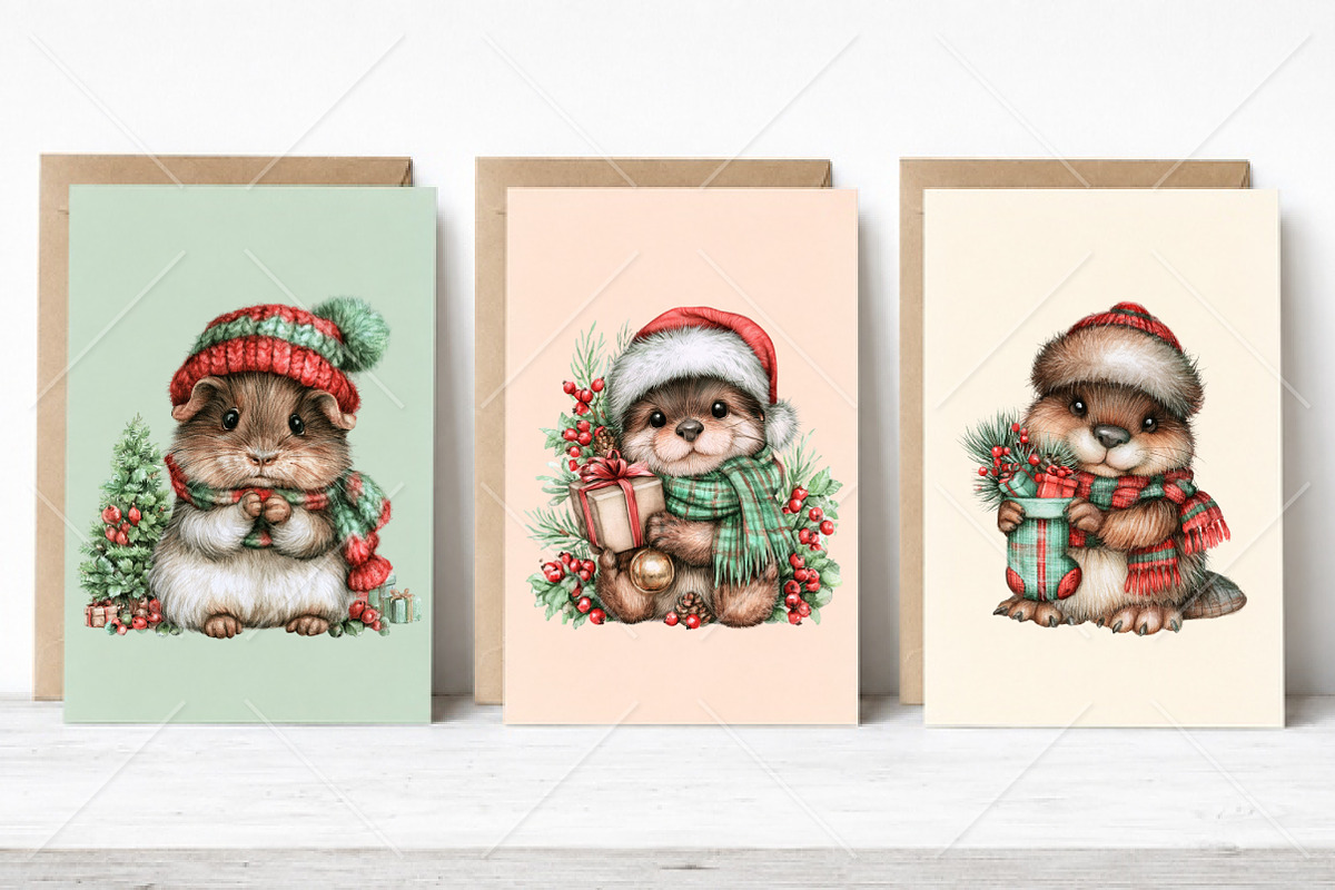 Christmas Animals Clipart Bundle, a Seasonal Illustration by Canvas Craft (Photo 4 of 10)
