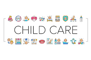 child care nurse pediatric icons set, an Education Illustration by pikepicture