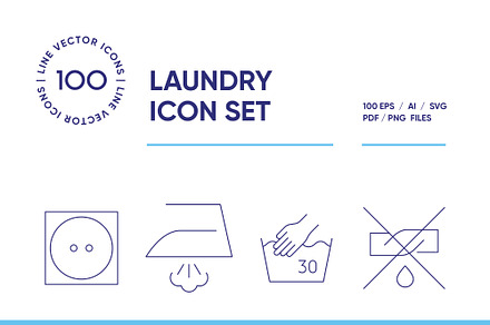 Laundry Symbols Line Icon Set, an Outline Icon by iStar Design