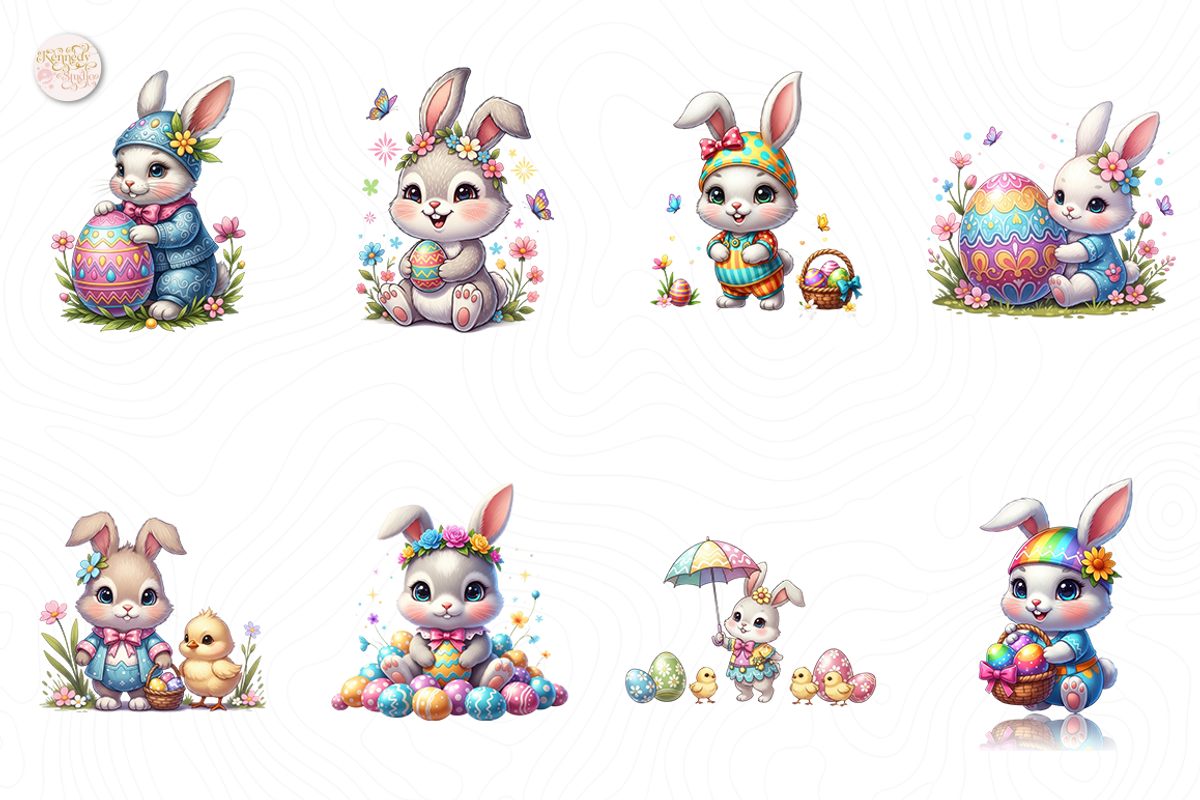 Easter Bunny Clipart PNG, Cute., an Animal Illustration by KennedyStudio (Photo 2 of 4)