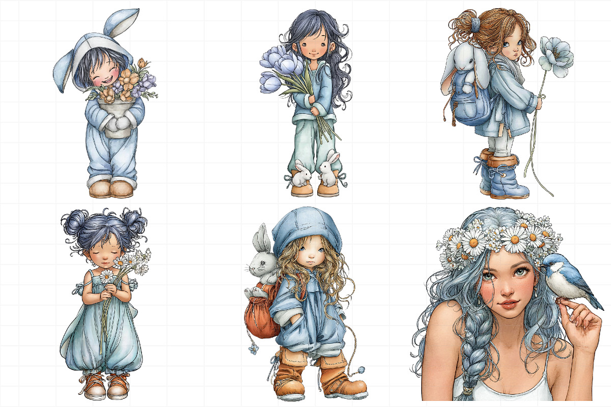 Whimsical Easter Girl Clipart, an Illustration by Daily.Designs (Photo 6 of 7)