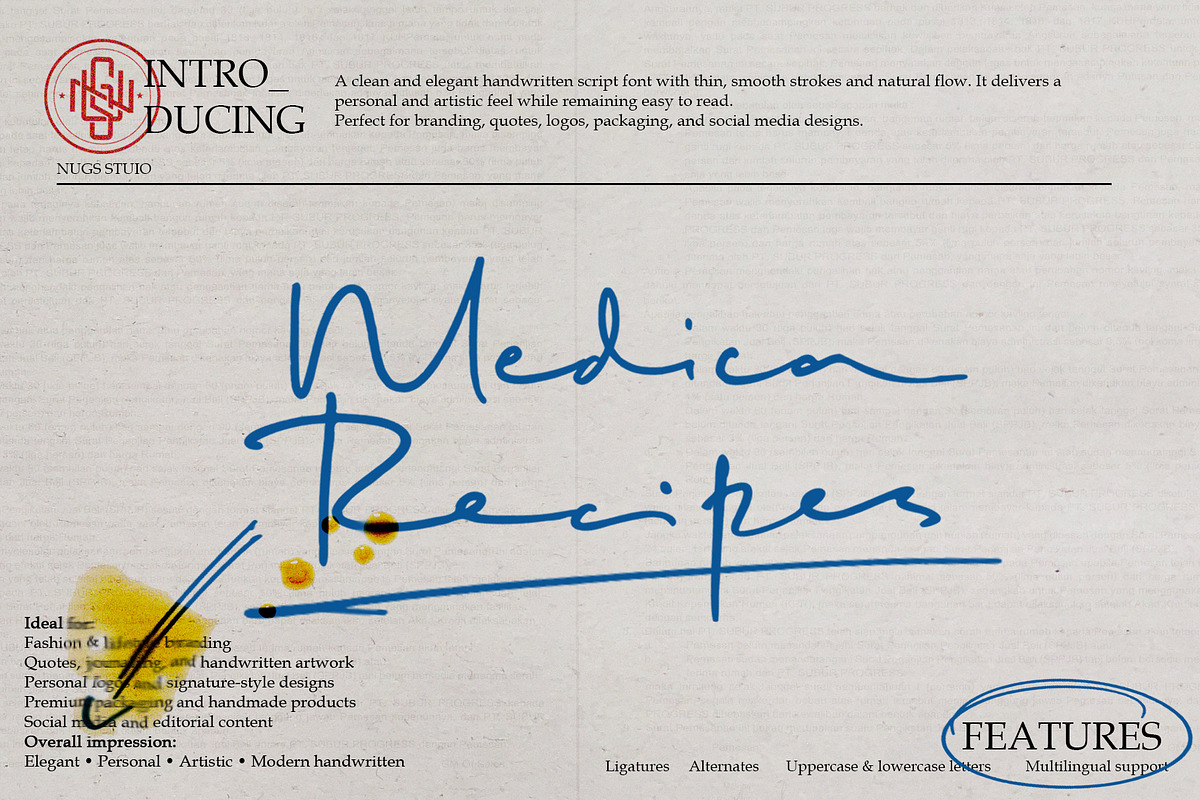 Medica Recipes, a Handwritten Font by NUGS (Photo 1 of 6)