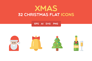 Christmas flat icon set