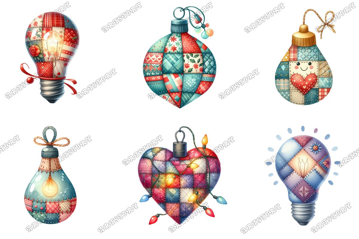 Watercolor Christmas Lights Clipart, an Illustration by designcity5 (Photo 3 of 5)