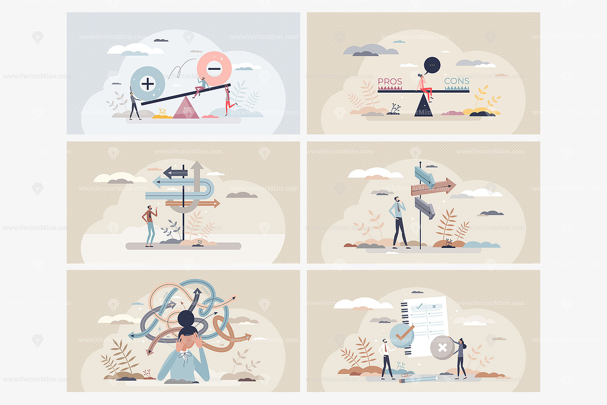 24 Decision Making Concepts, a Person Illustration by VectorMine (Photo 2 of 9)