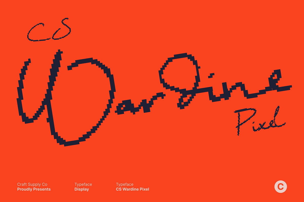 CS Wardine Pixel, a Script Font by Craft Supply Co. (Photo 1 of 8)