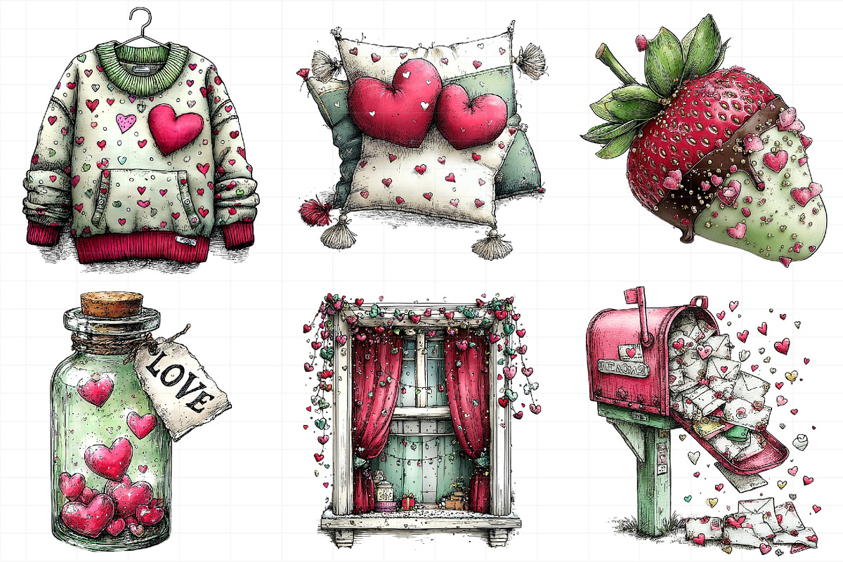 Whimsical Valentines Day Clipart, an Illustration by Daily.Designs (Photo 3 of 7)