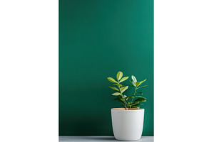 Potted rubber plant against green, a Nature Photo by Lermont51