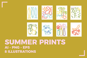 SUMMER ILLUSTRATION SET (8 elements), a Seasonal Illustration by Bonfloret Studio