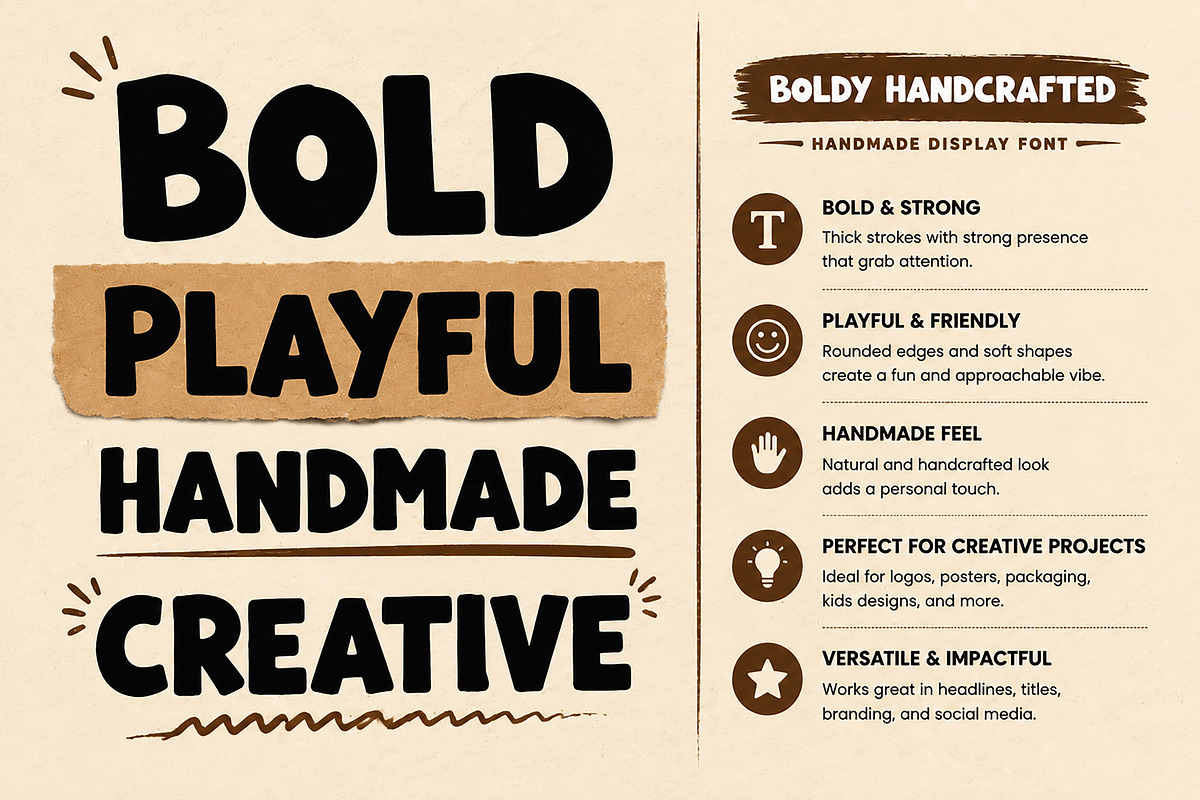 Boldy Handcrafted -Boldy Handcrafted, a Sans Serif Font by Wow Magic (Photo 3 of 5)