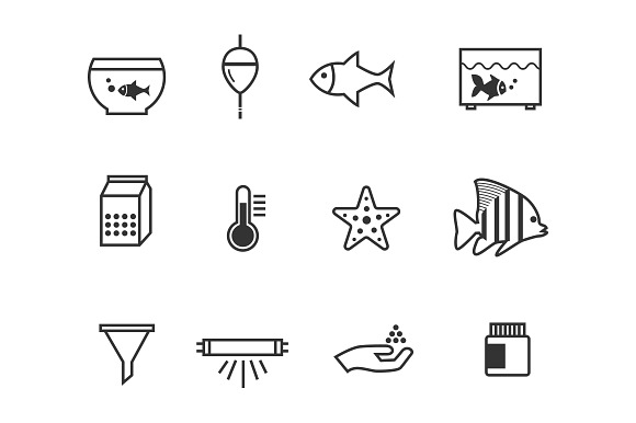 12 Aquarium And Fish Icons