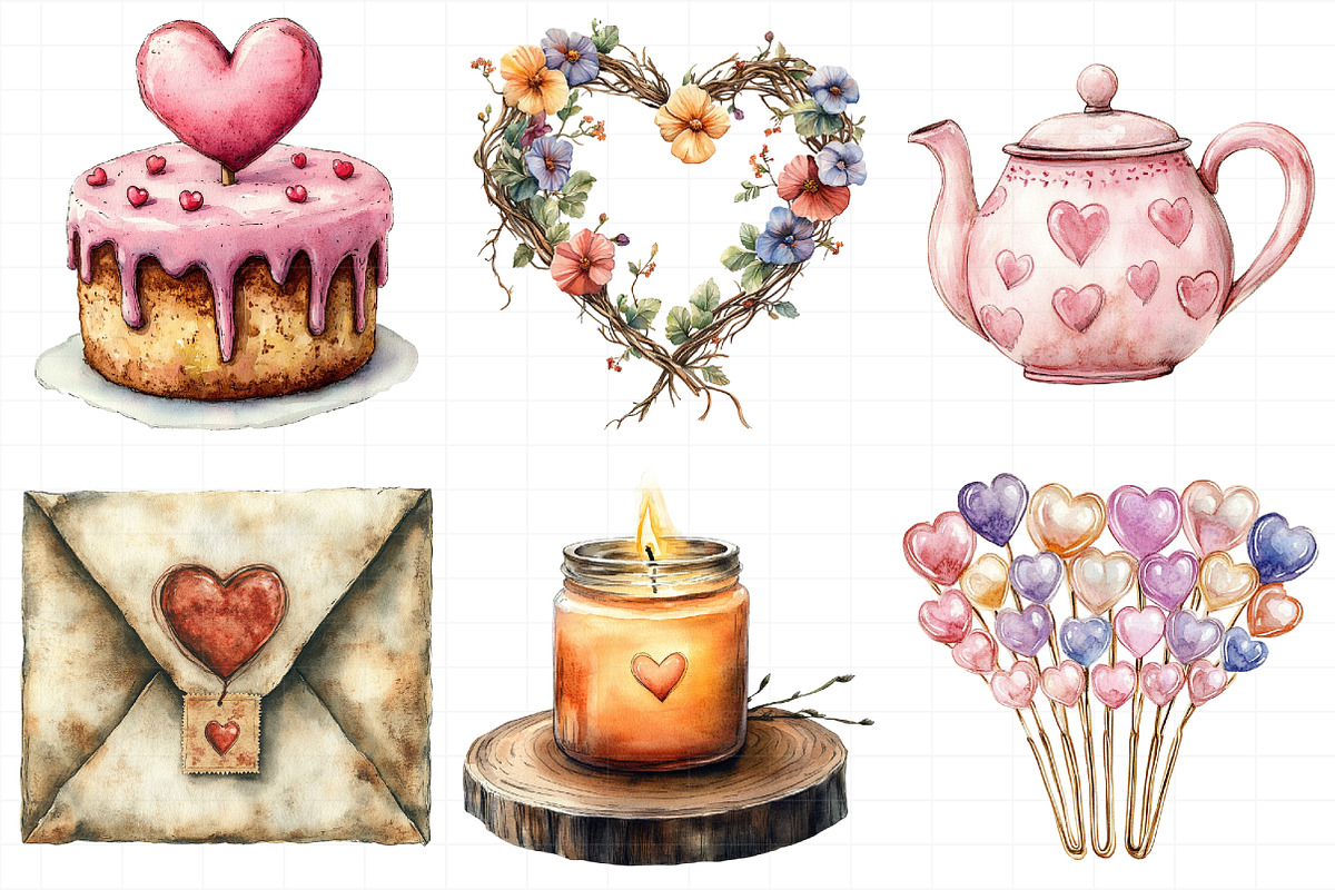 Boho Valentine’s Day Clipart, an Illustration by Daily.Designs (Photo 3 of 8)