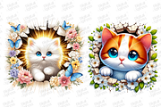 Adorable Floral Kittens Clipart Set, an Object Illustration by Digital Xpress (Thumbnail 2 of 5)