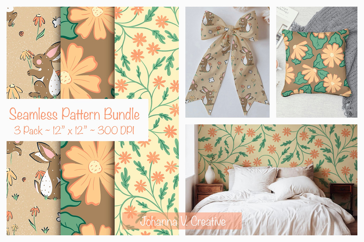 Spring Bunny Mini Pattern Collection, an Illustration by Johanna V. Creative (Photo 1 of 4)