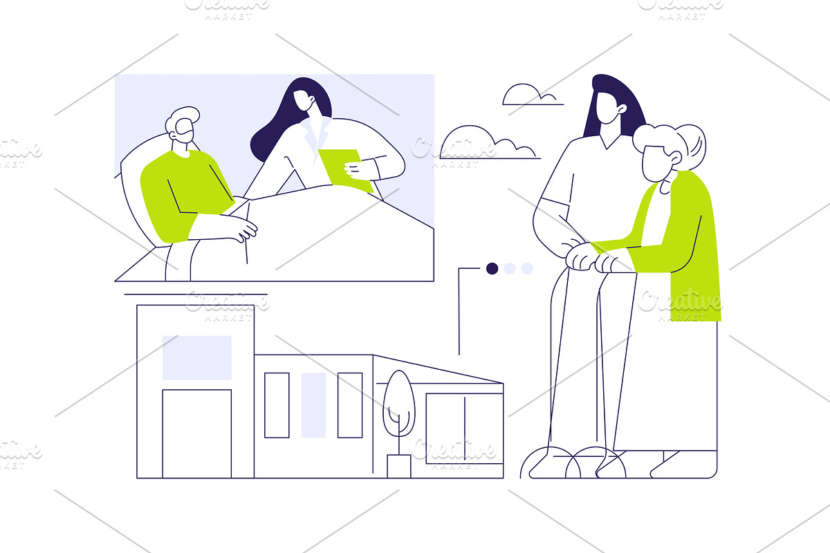 Nursing home abstract concept vector, a Healthcare Illustration by Visual Generation