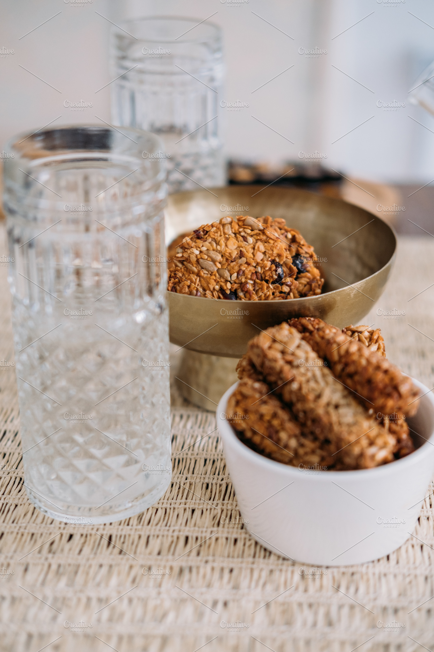 Oatmeal bowl healthy breakfast wholegrain snack, a Food & Drink Photo by Photo Drive Studio
