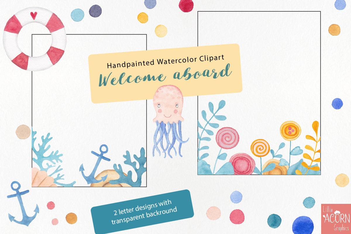 Welcome aboard watercolor graphics, a Graphic by LittleAcornGraphics (Photo 11 of 11)