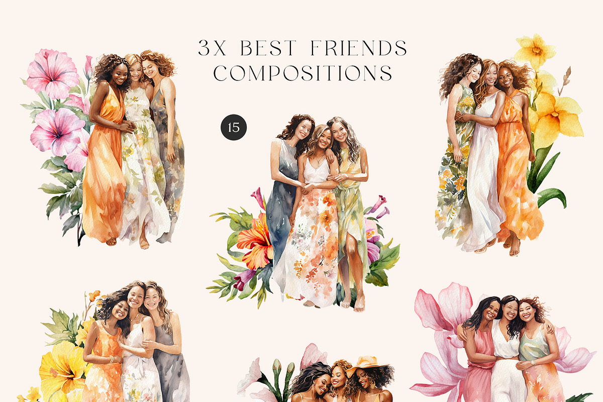 Summer Watercolor DIY Collage Bundle