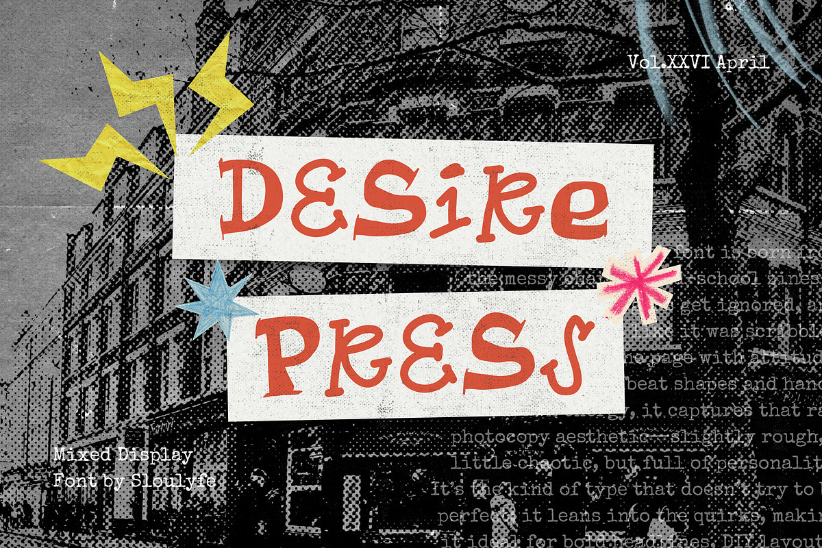 Desire Press - Zine Display Font, a Handwritten Font by Sloulyfe (Photo 1 of 9)