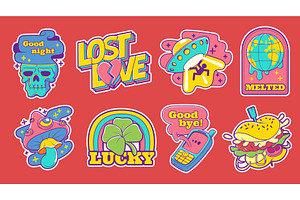 Trendy Retro Stickers With Ufo